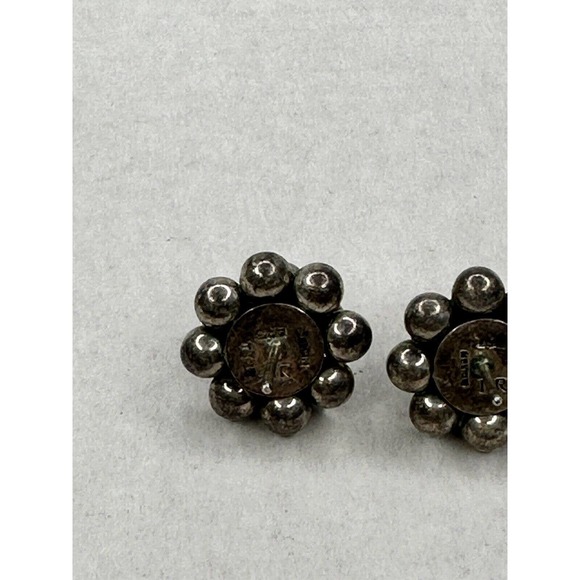 Vintage Sterling Silver Ball Earrings Signed MR Mexico Cluster Modernist 925 - Picture 12 of 16